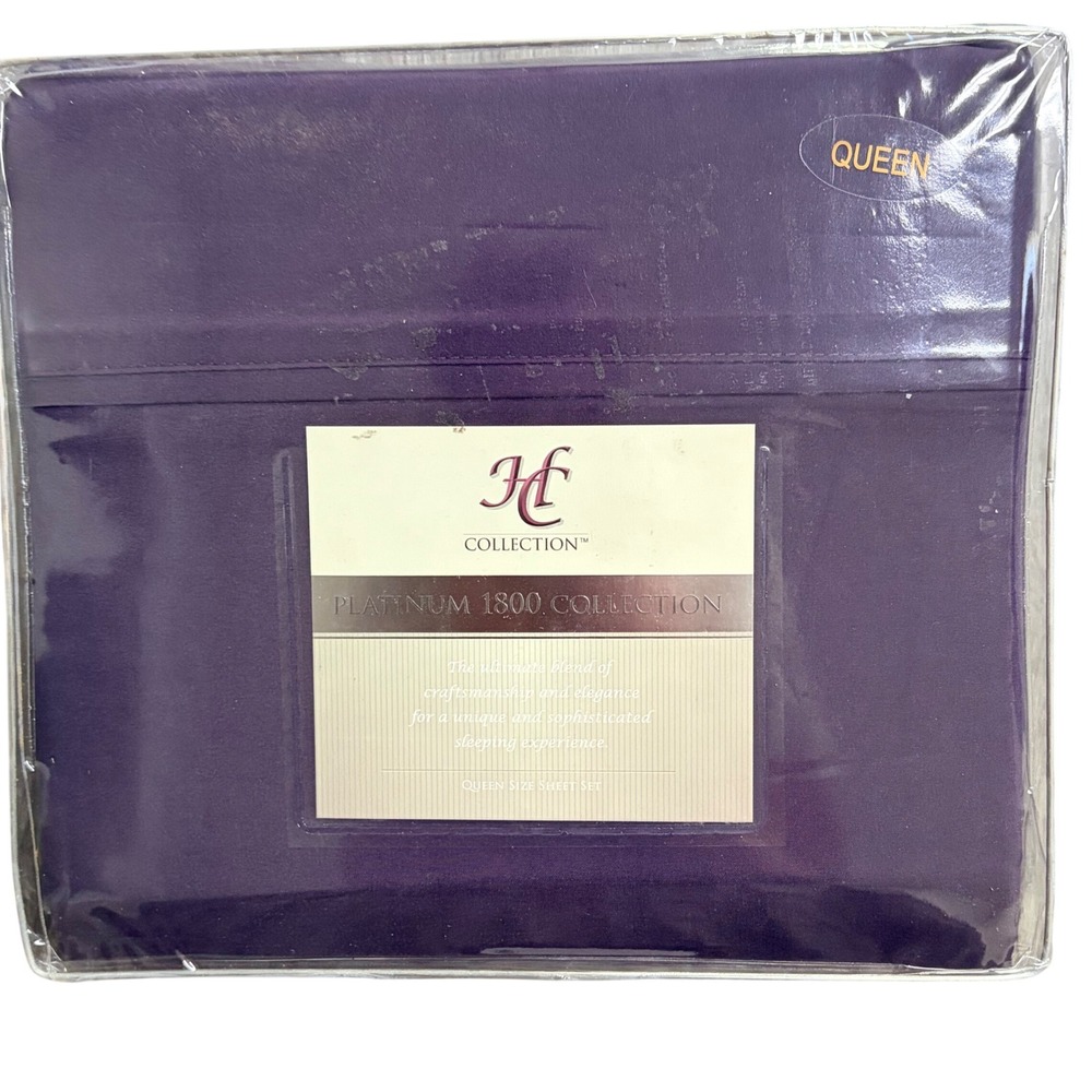 HC Collection Platinum 1800 Queen Sheet Set Eggplant Purple Microfiber 4 Piece
